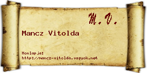 Mancz Vitolda névjegykártya